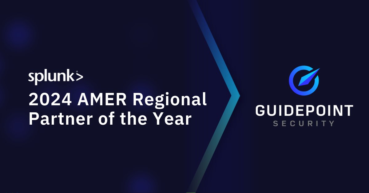 GuidePointSec's tweet image. @GuidePointSec has been named the @Splunk AMER Regional Partner of the Year at #splunkconf24! This award highlights our commitment to our partnership and delivering customer value. Thank you for this honor. Learn more.  okt.to/3CirIq
#SplunkGPS #SplunkPartners