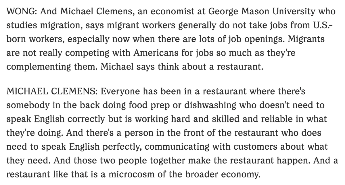 Border chaos is a symptom of US labor-market needs, in new research by <a href="/danybahar/"></a> 

Great interview of Dany on <a href="/planetmoney/">NPR's Planet Money</a> by @VelocityWong &amp; <a href="/ManyAdrians/">Adrian Ma</a>, +comments by me—> npr.org/transcripts/11…

Summary of Dany's research, with link to full paper—> cgdev.org/blog/border-si…