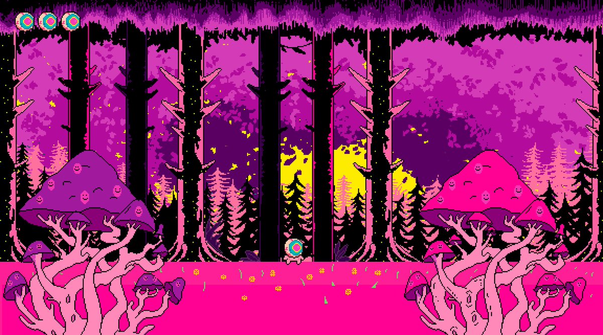 Have been drawing that background for my platformer game the whole day. Too distracting? #indiegame #gamedev