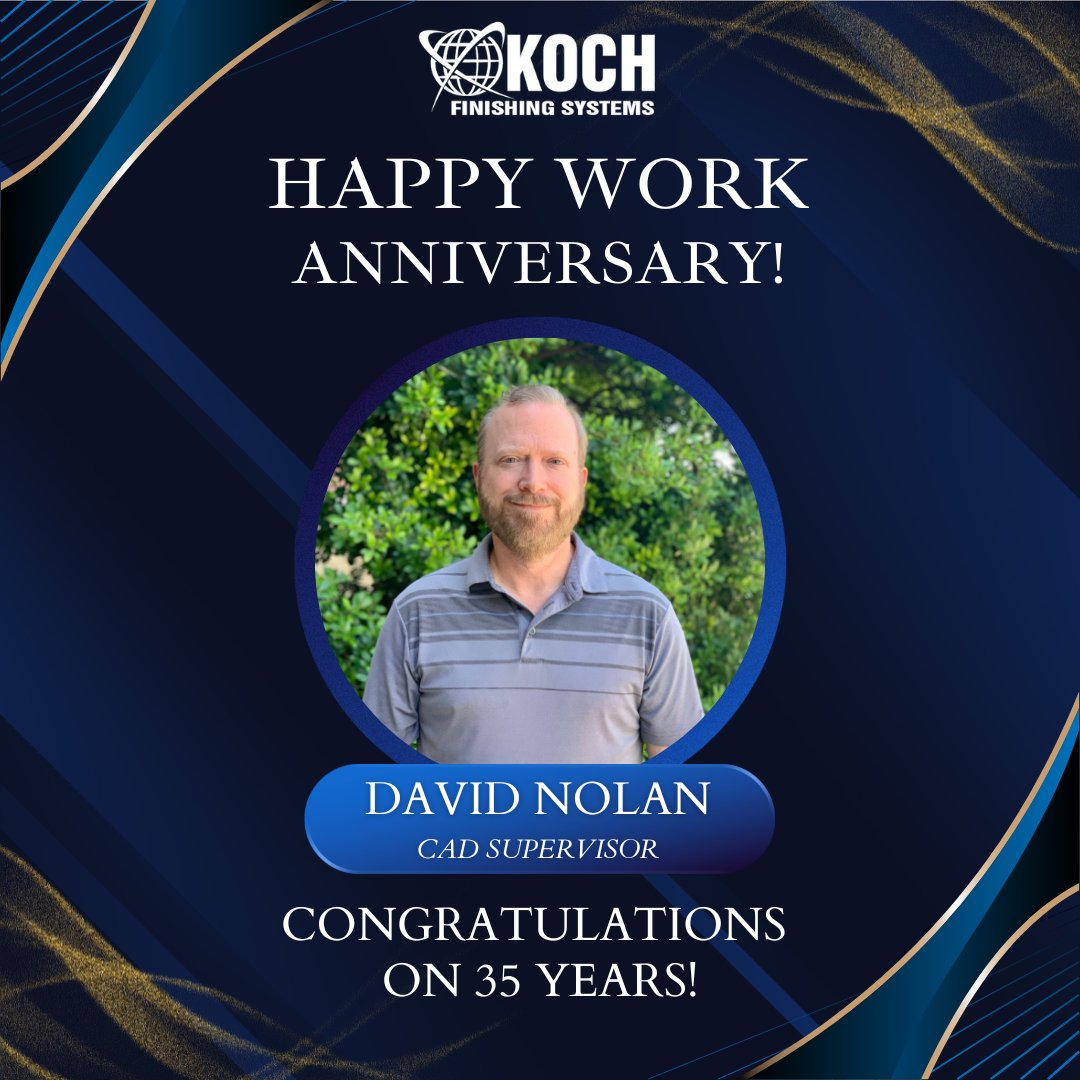 KOCH_Finishing's tweet image. Happy 35th work anniversary, David Nolan! David is a CAD Supervisor for KOCH and has been an essential part of our organization&apos;s journey and success. Thank you for the hard work, diligence, and passion you have shown!

#WorkAnniversary #Congratulations #CADdesigner