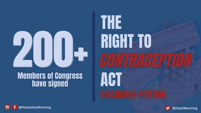 RepKManning's tweet photo. 🚨 BIG NEWS: Over 200 Members of Congress have joined a petition to force a vote on my #RightToContraception Act.
We need to reach 218 signatures to force a vote so that every Member can show where they stand on the fundamental right to birth control. https://t.co/g2g07k965b