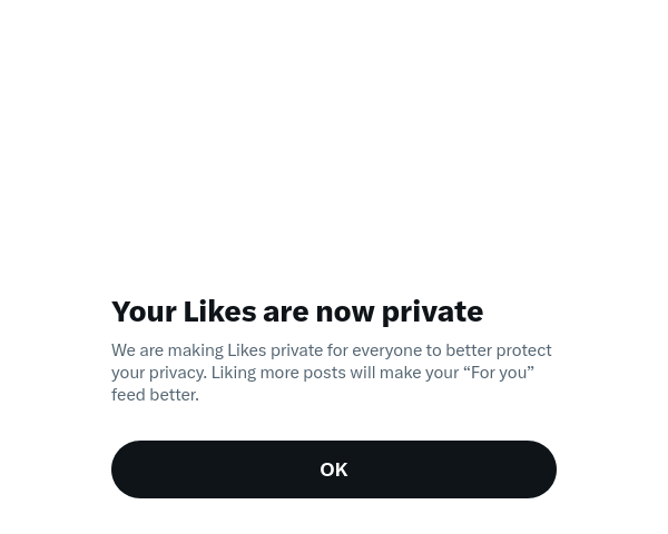 malwrhunterteam's tweet photo. "Your Likes are now private"
🤔
🤷‍♂️ https://t.co/SJxWe0QHf8