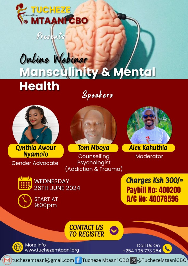 It is that period of time  that we run the campaign of #MensMentalHealthMattersToo . And I'm excited to be  having this conversation on 26th June 2024 . Join us and  share your thoughts. See you then .
#Men'sMentalHealthMatters.
#Masculinity&amp;Mental health.