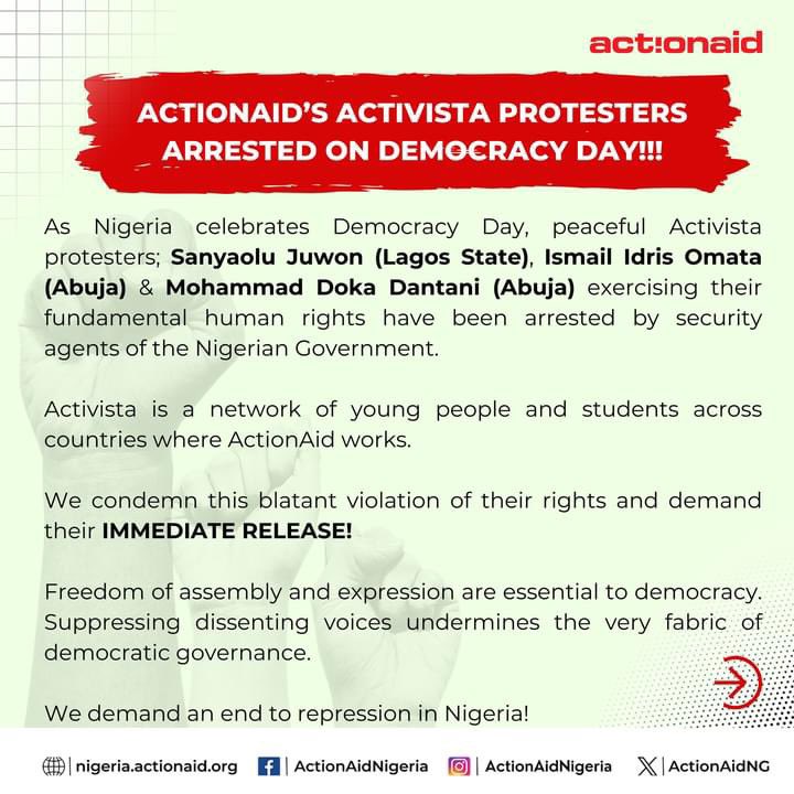AdokaOdela's tweet photo. On a democracy?Protest is not a crime neither is it illegal.

#DemocracyDay2024
#FREETHEACTIVISTA3 https://t.co/odq12yqkkd