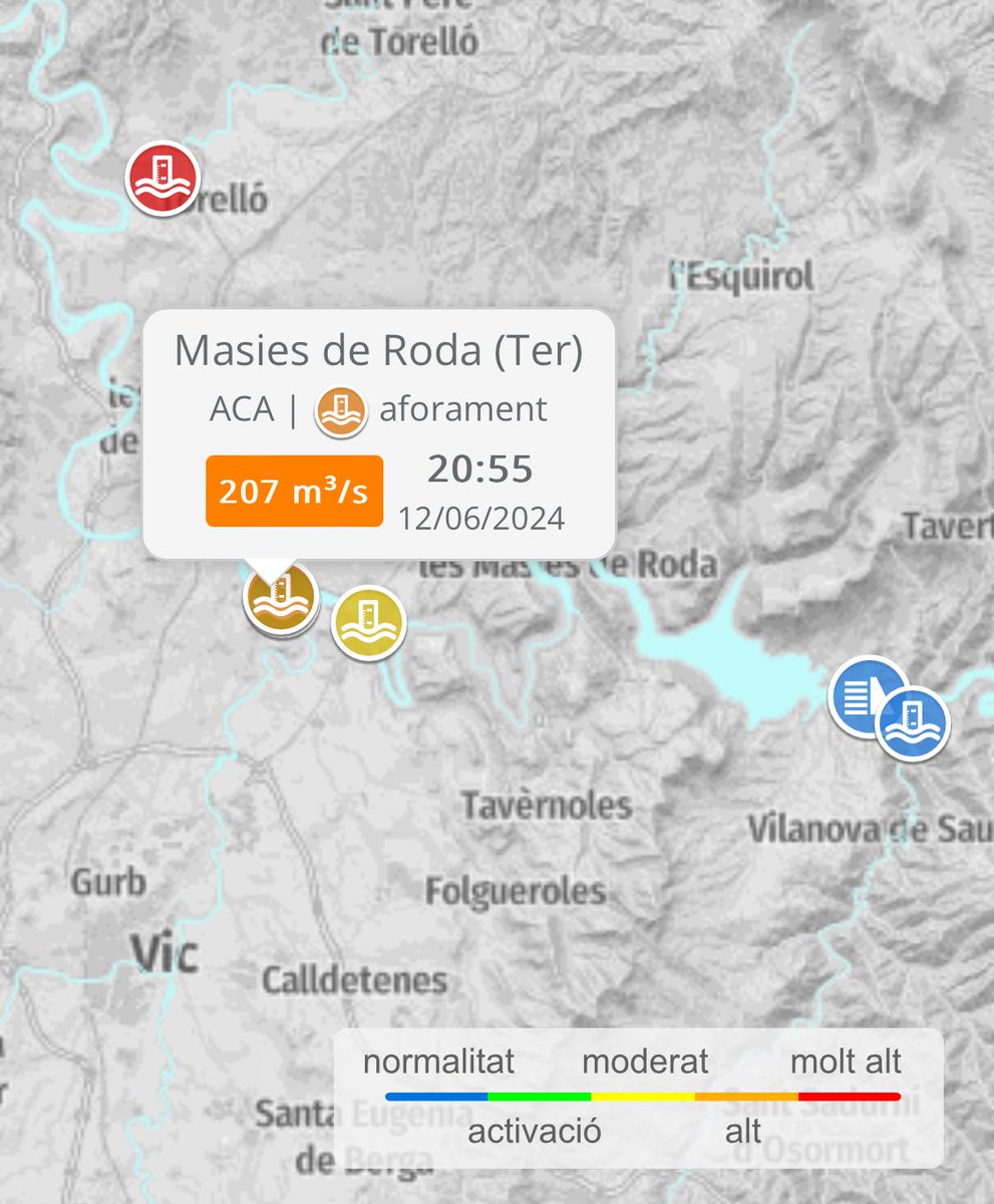 plouen_granotes's tweet image. Ull amb la crescuda del riu Ter!
207.000L/s directes cap a Sau (actualment al 32,6%)

#pluja #pantadesau #sau #sequera #Ter #riu