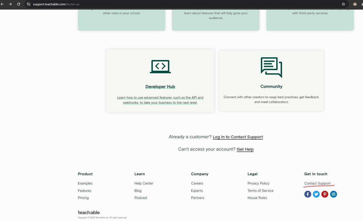 ravi9409's tweet photo. @teachable Have taken one of the courses that was hosted on the teachable platform.Not satisfied with the course and asked for a refund and tried to contact your support page as shown below and when I clicked on that I got this page.I am sorry to say but this is very bad service https://t.co/vjqaDeROJB