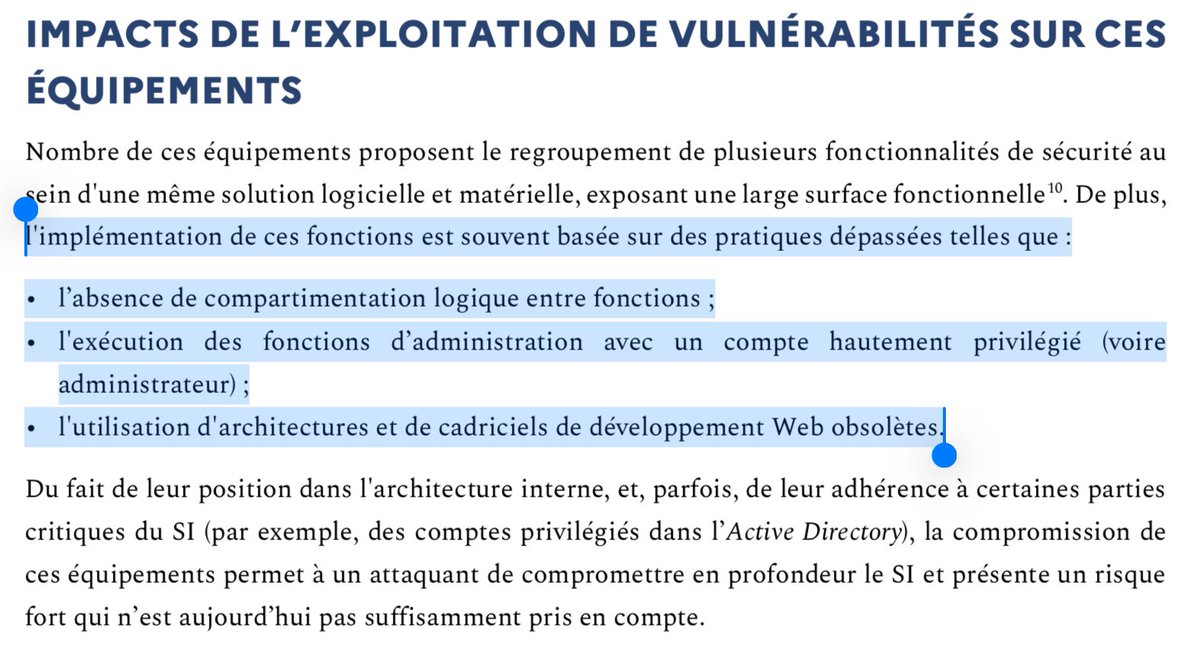 Excellent rapport 👏🏻 <a href="/ANSSI_FR/">ANSSI</a> qui dénonce l'insécurité des boîtiers Fortinet, Ivanti, Barracuda, Palo Alto, Check Point 💪🏻
cert.ssi.gouv.fr/uploads/202406…