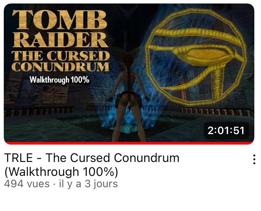 911TRLE's tweet photo. https://t.co/9gq9zEuYMr
A great walkthrough from @loreraider_ ! He’s also the person who beta test and gave me amazing ideas and advices to make the game as great as possible ! Thank you very much for everything ! 😃
#tombraider #laracroft #trle #tombeditor #walkthrough https://t.co/deZQlarcdW