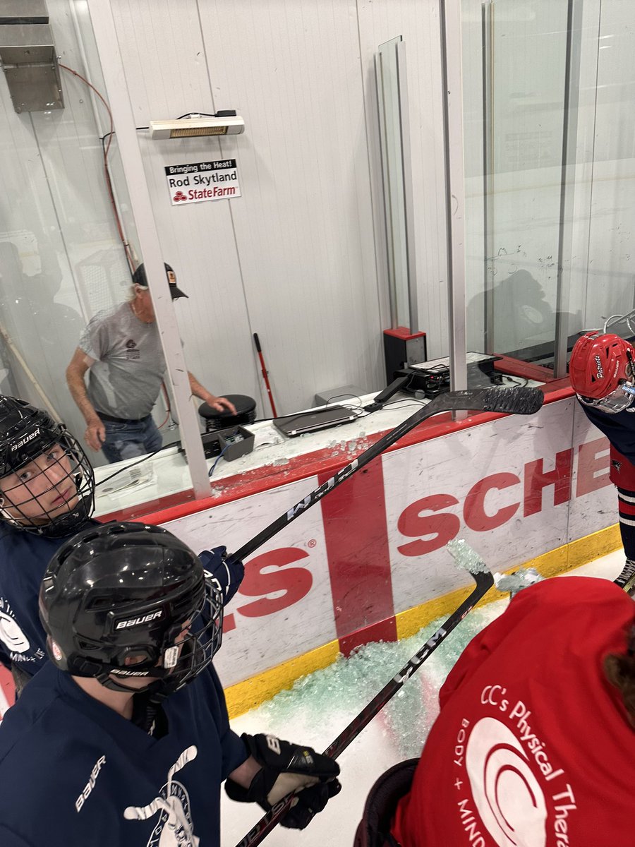BushawTom's tweet photo. Game delay thanks to @e_hanson22 . This lovely ladies rifle shattered the glass today! https://t.co/BiVDJ2xp7o