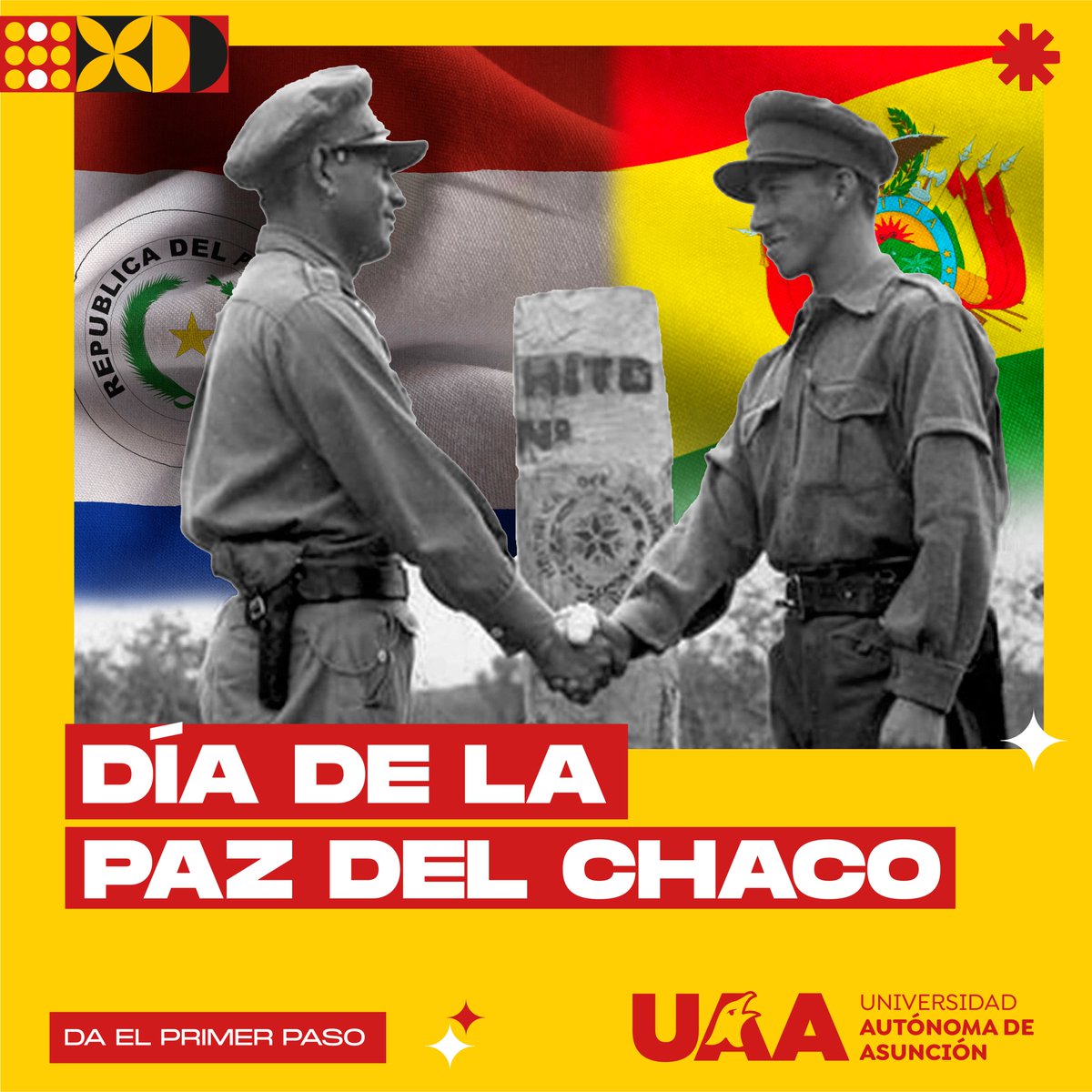 uaapy's tweet image. Día de la Paz del Chaco 🇧🇴🤝🇵🇾

Hoy 12 de Junio se cumplen 89 años de la firma del Protocolo de Paz del Chaco entre Paraguay y Bolivia, que dio fin al conflicto bélico entre ambos países. .
.
#Bolivia #Paraguay #UAAPy #OrgulloUAA