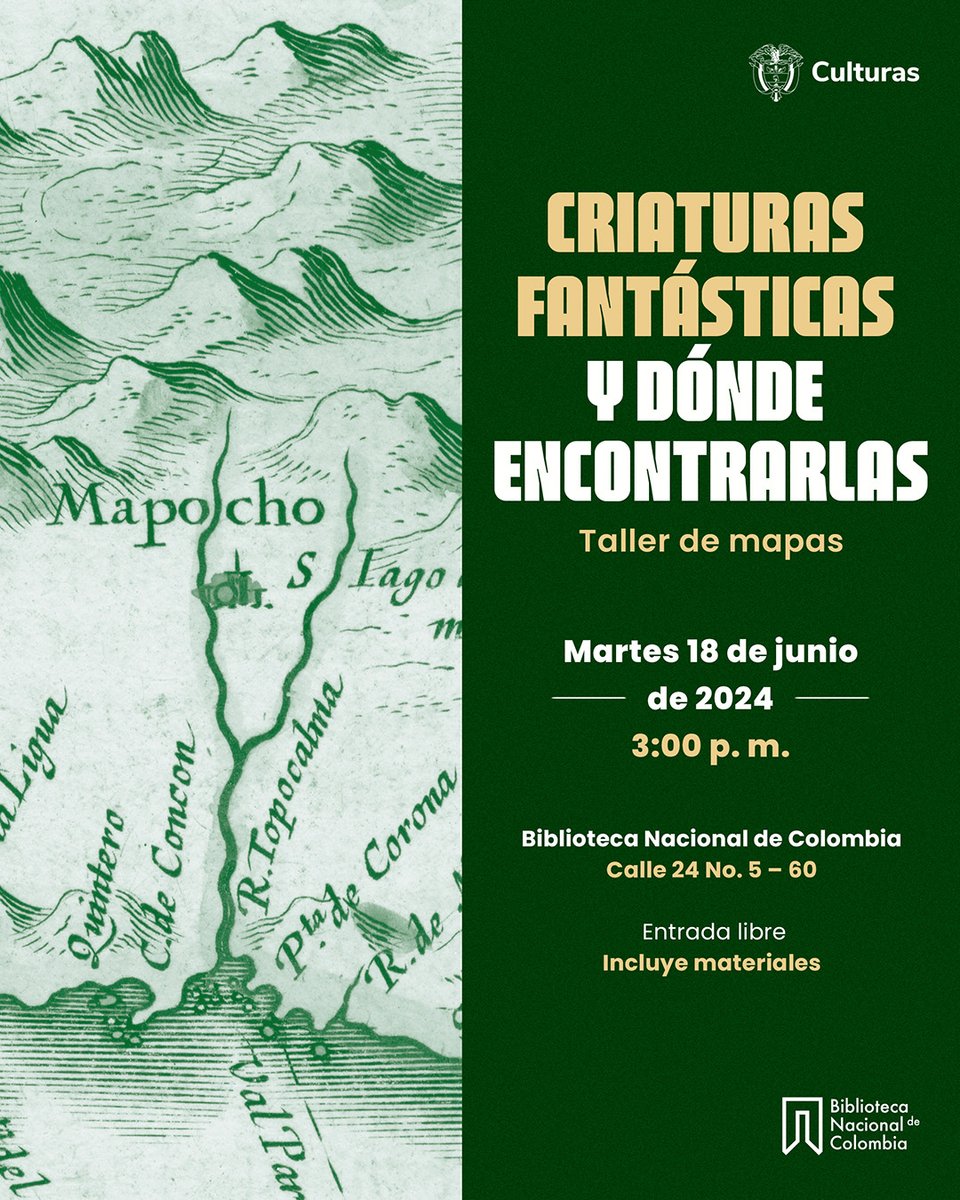 🐉 #EnelTaller | Criaturas fantásticas y dónde encontrarlas 

¿Recuerdas al monstruo del Lago Ness? En este taller hablaremos de mapas antiguos y los animales que allí aparecen, así como su relación con la literatura.