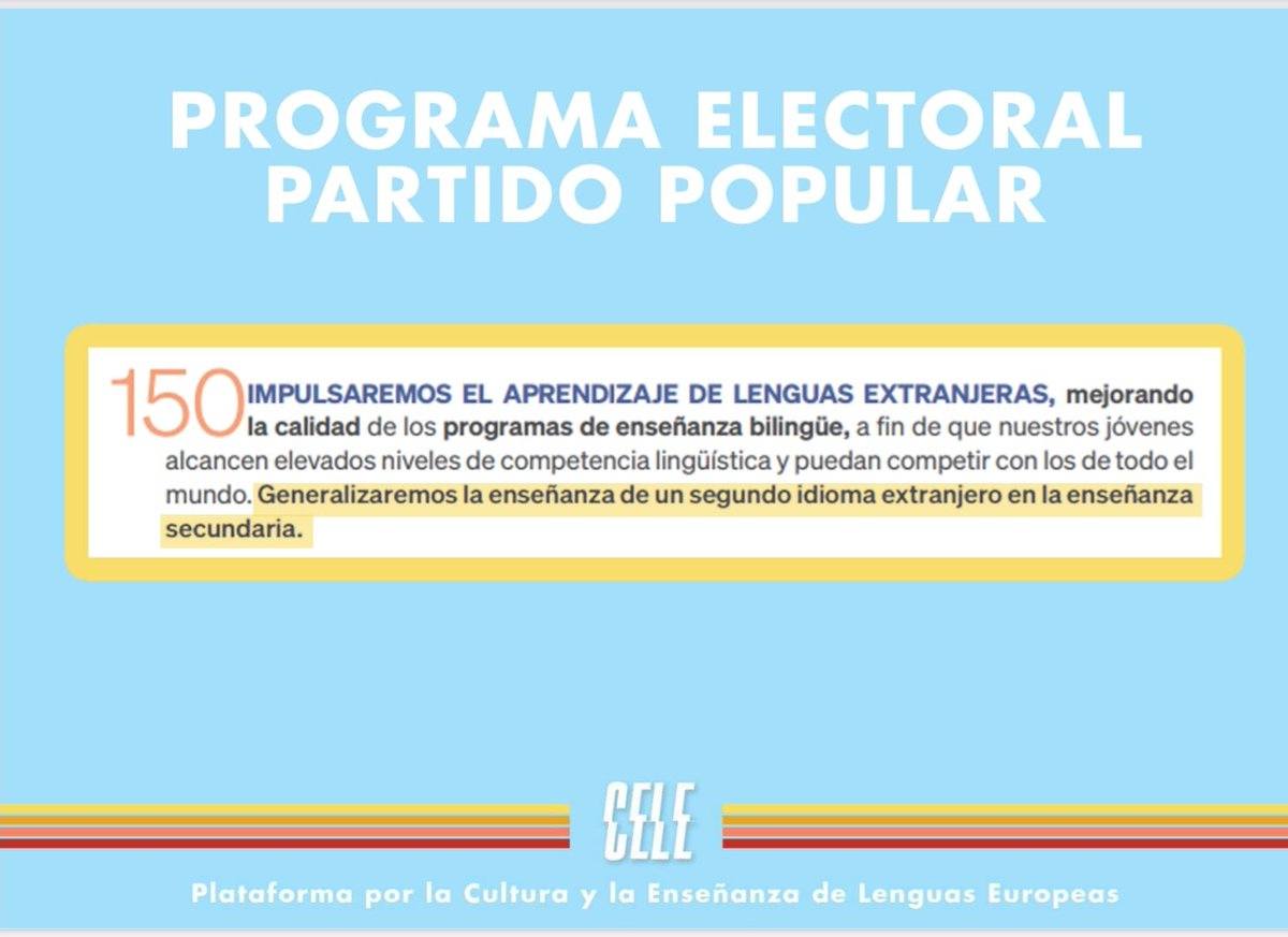 O__1977's tweet photo. @EducaAnd @AndaluciaJunta ¿Hay algún Plan Impulso de Competencia Plurilingüe? 🤔
Espero que en proyecto para la #EducaciónPública tras las elecciones 🇪🇺, ¡promesas que habrá que cumplir! 🥰👍🏻
💪🏼#2aLenguaExtranjera 
🇪🇺 🇩🇪🇫🇷🇵🇹🇮🇹
+info @plataformacele https://t.co/DVbal2lf11
