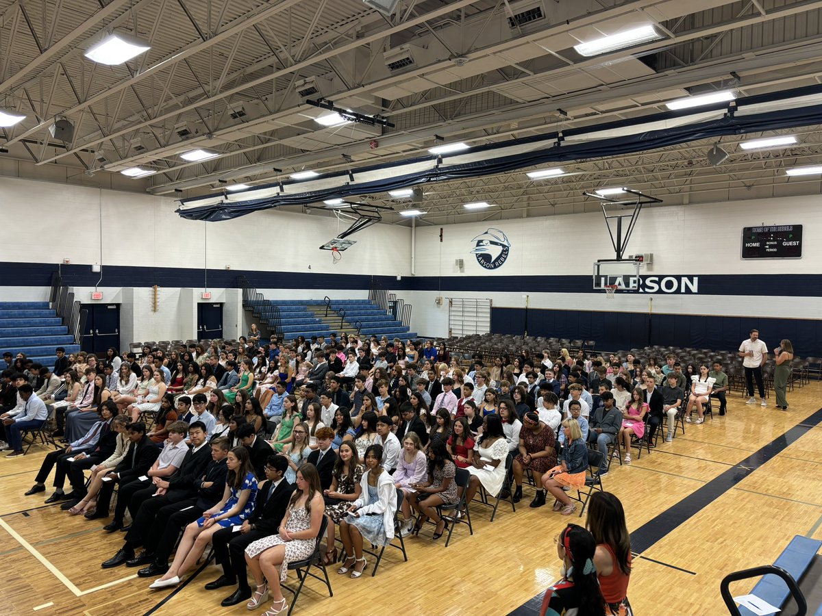 charlestull's tweet photo. One of my favorite days of the year as we send off our 8th graders from @LarsonMS Promotion practice, clap out and ceremony. Going to miss the class of 2028. Work Hard Be Kind #LarsonSTRONG https://t.co/pX9fK8RVE9