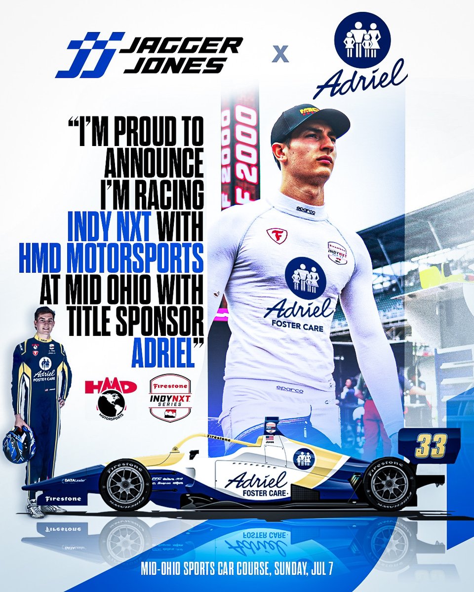Jagger Jones is racing for Adriel!

Sporting the #33 Adriel-branded car, <a href="/jaggerjones98/">Jagger Jones</a> will be racing with HMD Motorsports in the INDY NXT by Firestone Grand Prix race July 5-7 at Mid-Ohio Sports Car Course.

We look forward to working with Jagger Jones!