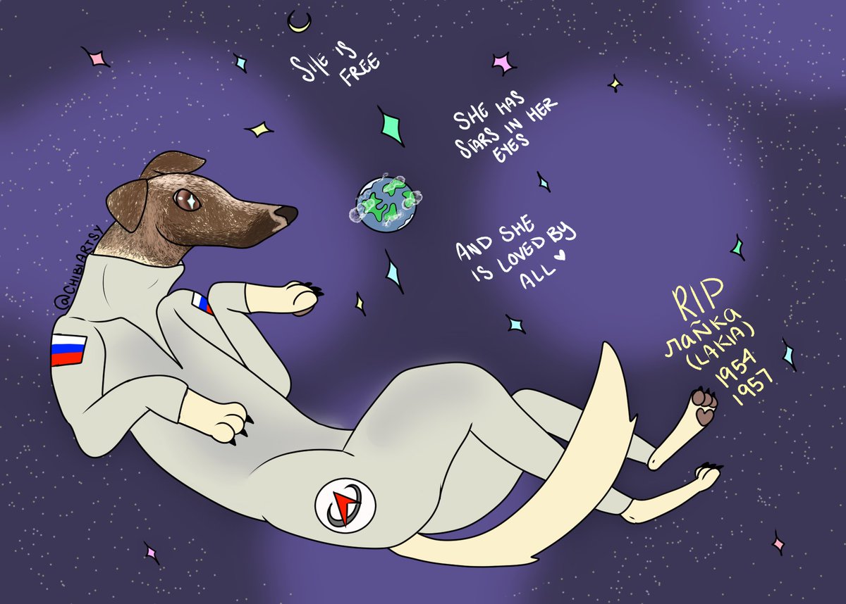 ChibiArtsy's tweet photo. In loving memory of the Patron Saint of One-Way Trips #lakia #russianspace #art #drawing https://t.co/ifLESyal0Q