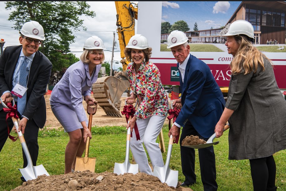 ehbvassar's tweet photo. A love-my-job moment. Groundbreaking with Matthew Vassar’s original shovel @vassar! The new Dede Thompson Bartlett Center for Admission and Career Education starts now. https://t.co/9YUOhD1Arx
