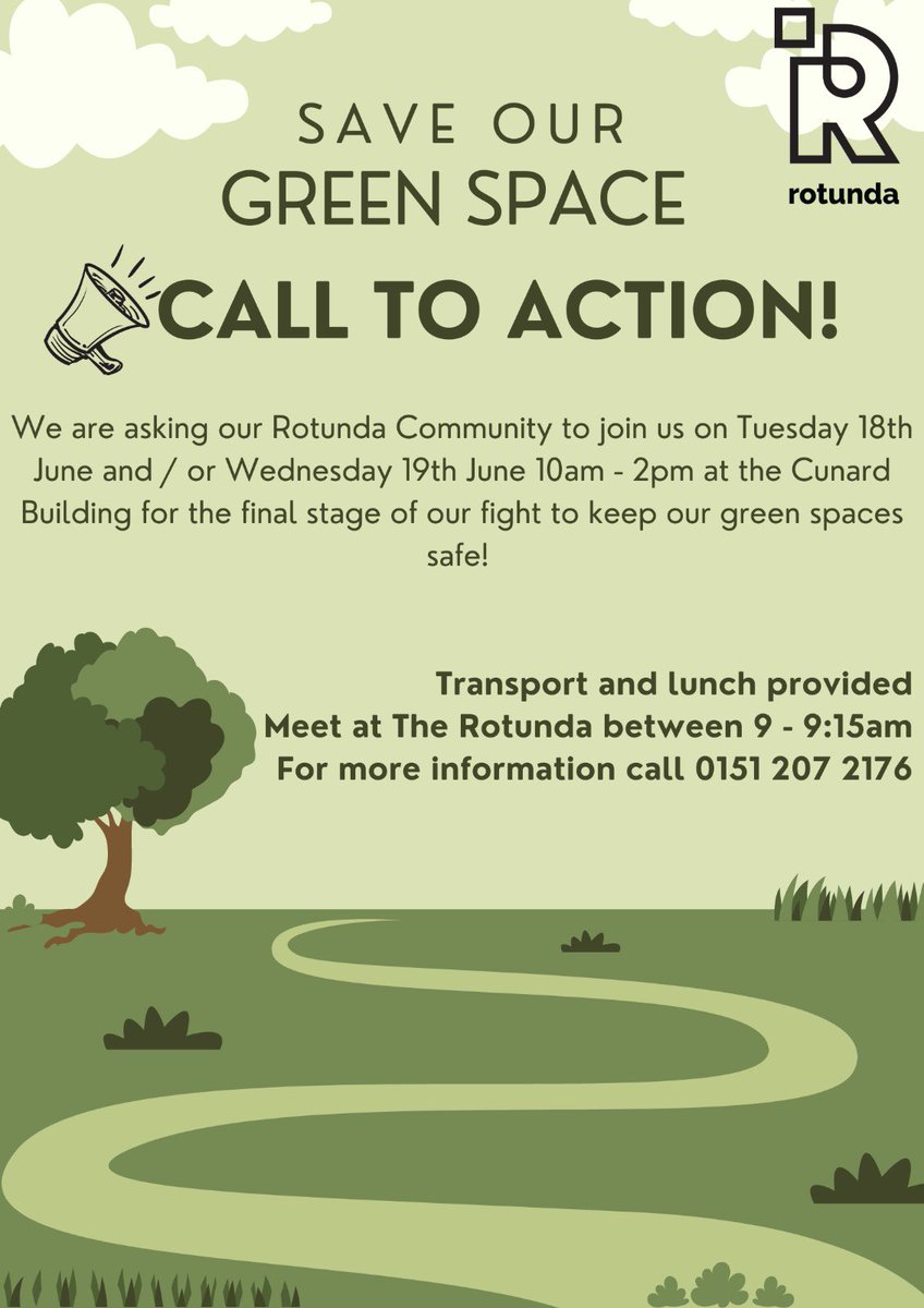🌳Save Our Green Space🌳

We need as much support as possible next week as we fight hard to keep our green spaces safe! 

📆 18th &amp; 19th June 
🚌 Transport &amp; lunch provided 

<a href="/CitizensUK/">Citizens UK</a> #CommunityPower