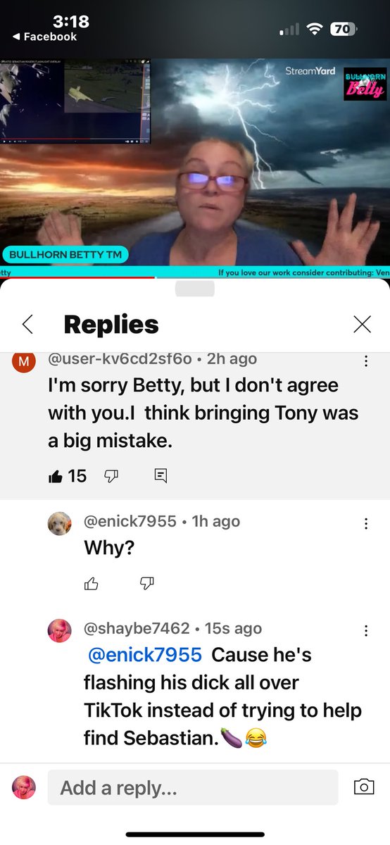 ShayBe55's tweet photo. #BullhornBetty Too bad I'm blocked on her page.😂 #TikTokTony #SebastianRogers #SethRogers #Scammers #controlyourdick #Weinergate #dickgate #weenieweiner #truecrime #tragedypimps https://t.co/jZQrzdQwEa