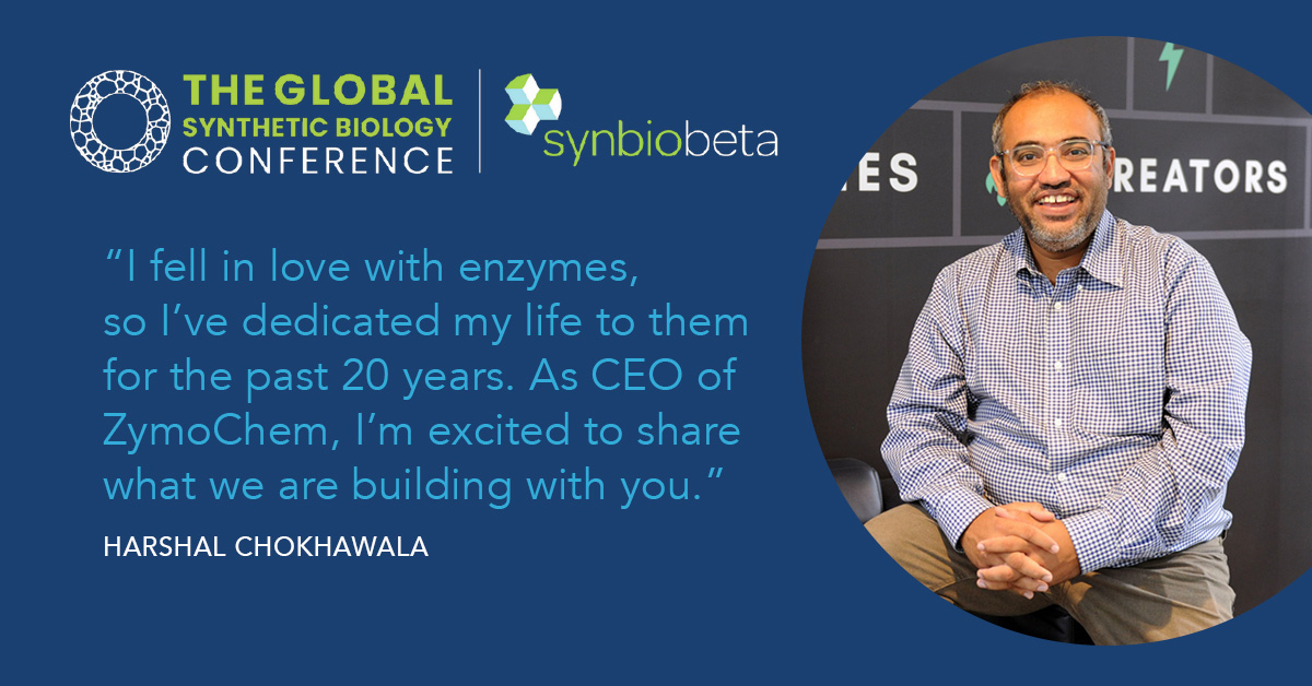 Last month at the <a href="/SynBioBeta/">SynBioBeta</a> conference, CEO Harshal Chokhawala shared out on the passion that propels <a href="/ZymoChem/">ZymoChem</a>'s growth:

Enzymes (zymo) from Organic Chemistry (chem).

Learn more about what we are building at zymochem.com

#FossilFreeFuture