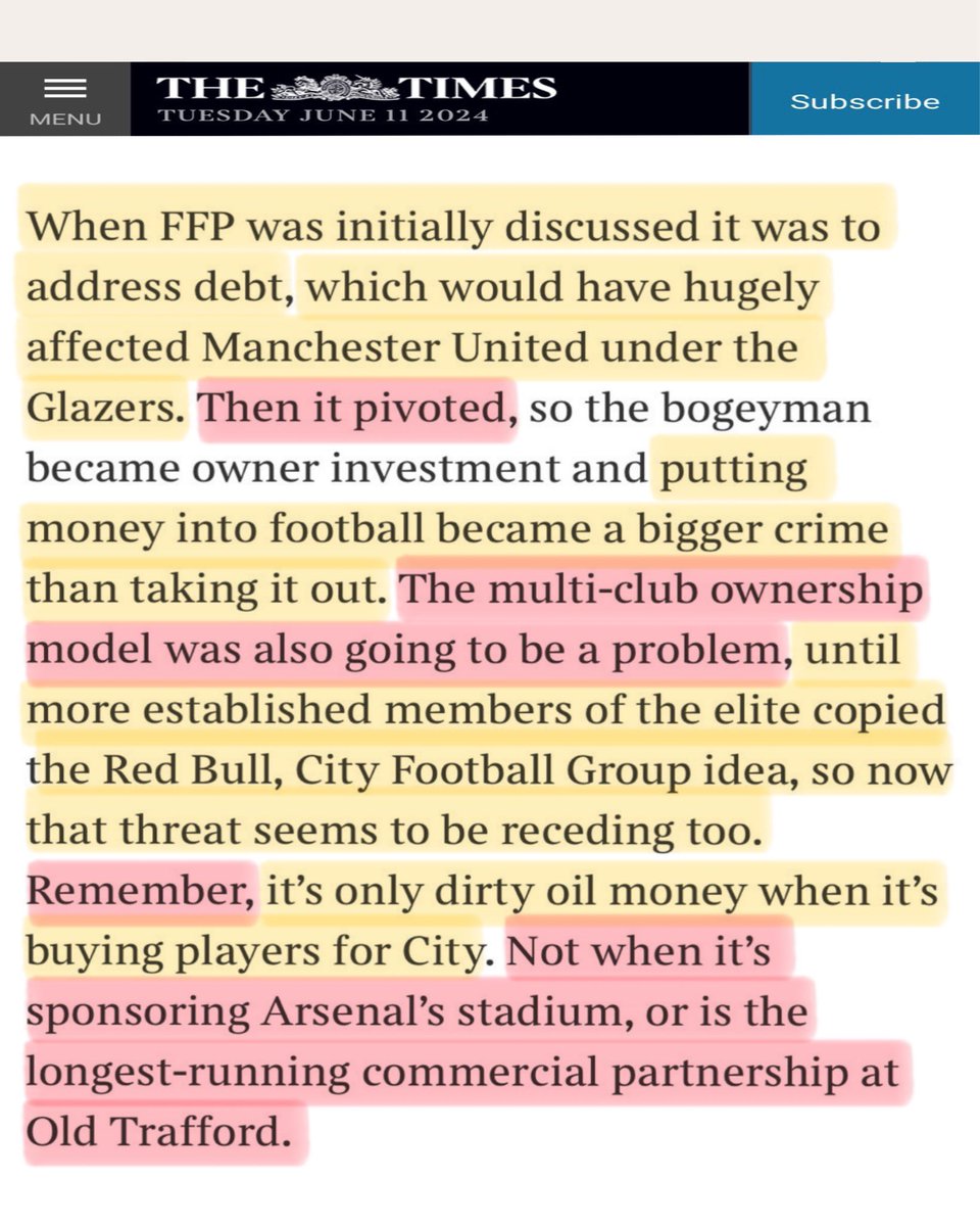 Martin Samuel writing for <a href="/TimesSport/">Times Sport</a> 👏👏👏

So the Cartel Clubs devising the rules is just a myth !

😂😂😂