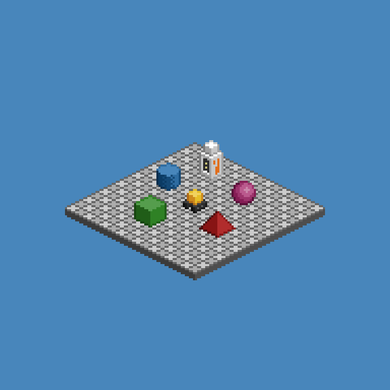 lewishamer_'s tweet photo. Getting back into isometric pixel art. I love the low-res style so I did some shapes, some kind of robot and a server machine thingy.

#pixelart #isometricart https://t.co/Sp2fwLiAwU