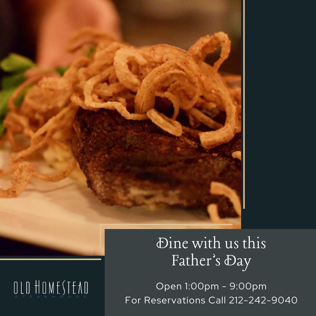 Show Dad how much you love him this Father's Day by treating him to an unforgettable meal at Old Homestead! Book Father's Day lunch or dinner by giving us a call today! #fathersday #Fathersday2024 #fathersdayideas #fathersdaymeal #fathersdaylunch #fathersdaydinner #fathersdayplan