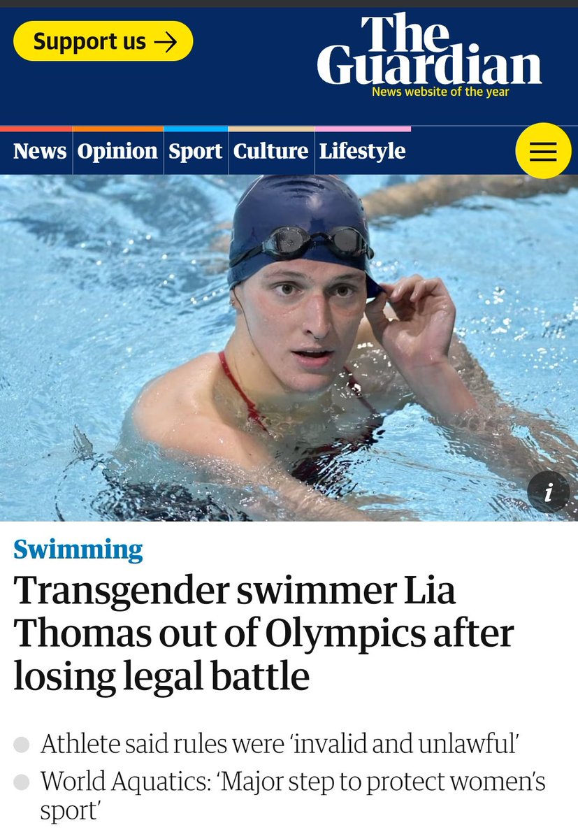 heinzvaneugen's tweet image. Good News hören sich im Jahr 2024 so an:

"Ein Mann, der bei Schwimmtwettbewerben Frauen einige Titel raubte, darf das bei den Olympischen Spielen nicht mehr."

#WilliamThomas 
#LiarThomas 
#SaveWomensSports