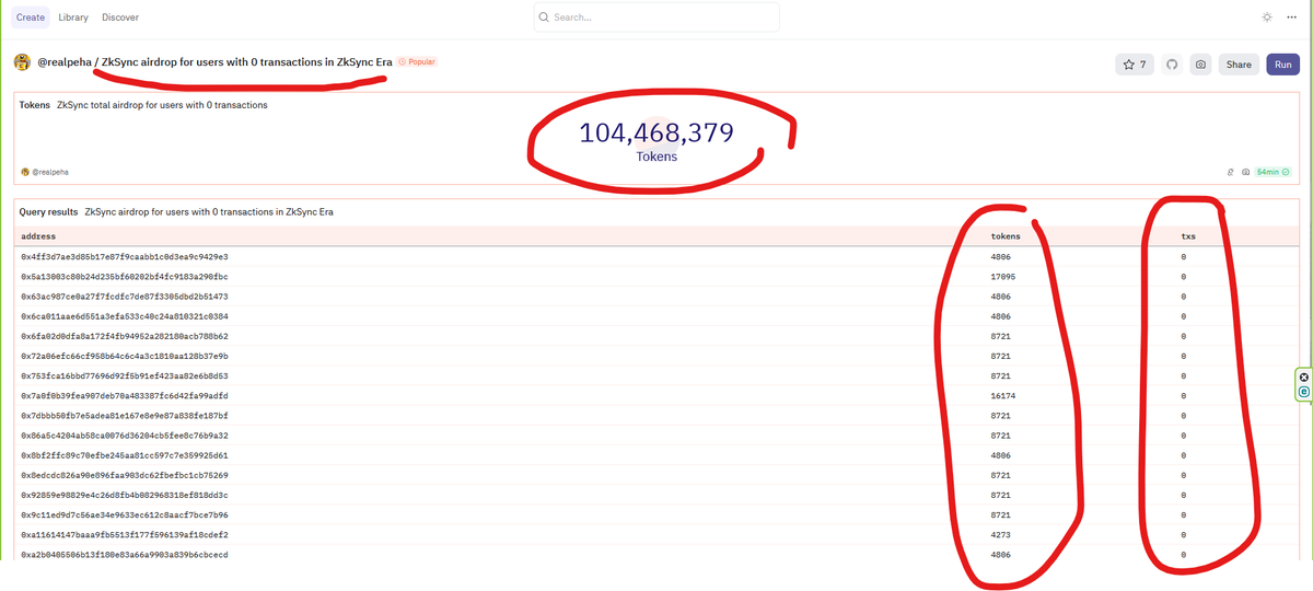 12000 wallet received airdrop without transaction
this is just part of the corruption of the @ZkSync team. they have not considered their community worthy of reward. Anyone who protests will be slandered by Sybil and Airdrop Hunter. 👇
dune.com/realpeha/zksyn…

#zkscam #zksyncscam