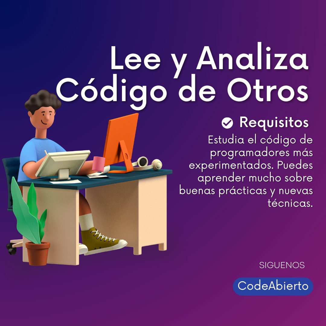 Opendesarrollo's tweet photo. 🔍 Lee y Analiza Código de Otros: ¡Aprende de los Mejores!

#codeabierto #codigoabierto #leercodigo #analizarcodigo #buenaspracticas #aprenderdeotros #programacion https://t.co/2SMTDHVvQY