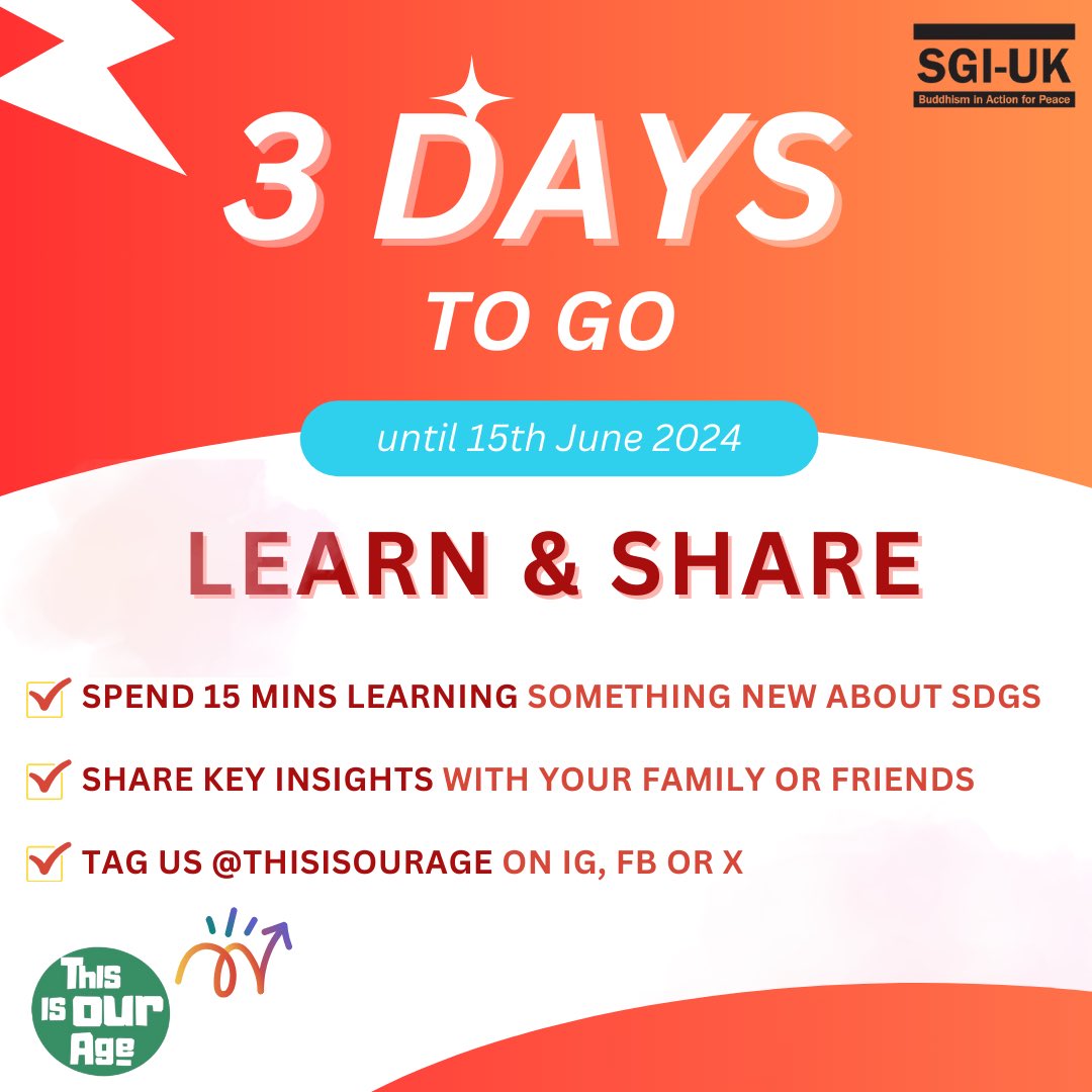 thisisourage_'s tweet photo. 🔊3 days left! 

Let's start with the first challenge! Don't forget to share your learnings with us by tagging @thisisourage, using the hashtags #thisisourage #humanisticeducation #sgiuk #freshdeparture 

(Brush up on your knowledge of the SDGs here: https://t.co/TOfbYc2CVj) https://t.co/dlnuSl9yKP