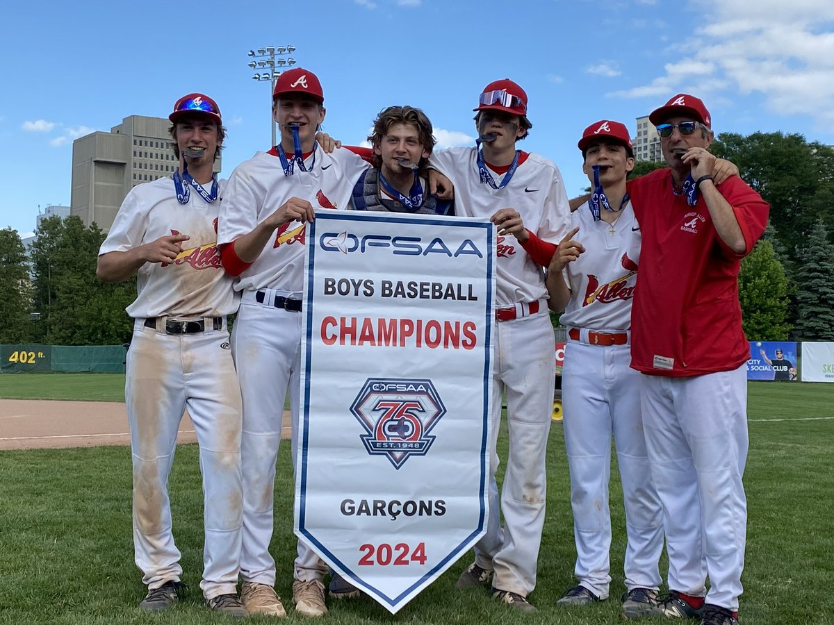CoachRebelo3's tweet photo. Extremely grateful for our First OFSAA Gold Medal! Our 5th OFSAA Medal in 9 seasons (🥇🥈🥈🥉🥉) 13 TDCAA Tier 1 Titles! Thank you to our great players, parents and to my family too.  Forever Champions! #DoItForJesus #BaseballIsLife ⚾️🏅🏆🙏❤️ https://t.co/mZJeArKRB5