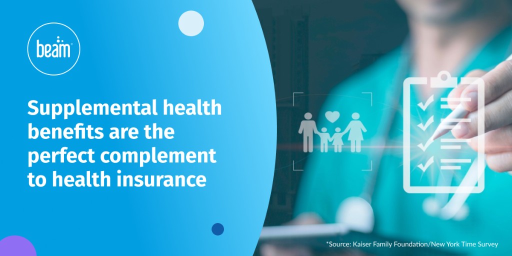 Are you aware that 75% of Americans with health insurance reported an inability to afford copays, deductibles, and coinsurance?*

Supplemental health creates an overall more affordable plan. See how ancillary benefits with Beam can help.

Get a quote! bit.ly/4aiz9Hv