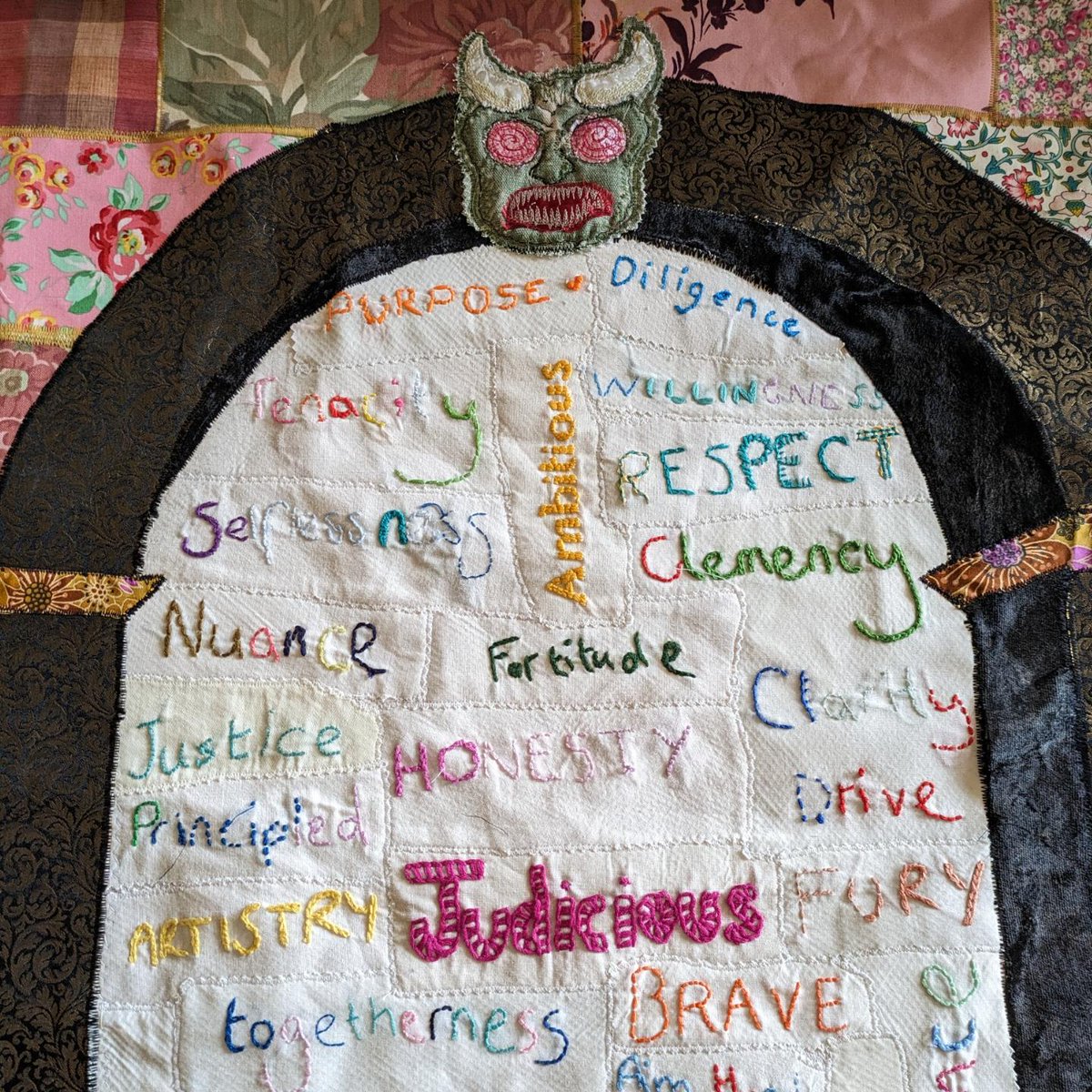 Work on progress on #avirtuouswoman <a href="/NThardwick/">Hardwick Hall and Stainsby Mill</a> - the time had come to start collating all of the words of virtue suggested and  embroidered by visitors to Hardwick Hall - nominations for our Virtuous Woman coming soon! 

#embroidery
#hardwickhall
#virtue
#participatoryart