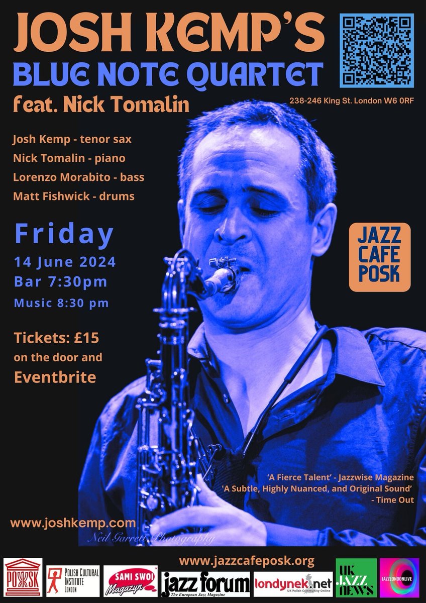 Tomasz Furmanek (@furmanektomasz) on Twitter photo #JoshKemp’s #BlueNote Quartet feat. <a href="/NickTomalin/">Nick Tomalin</a> @ #JazzCaféPOSK this Friday 14/06 - a programme of #HardBop with dedication to the legends from the 50s & 60s! Expect hard-swinging jazz & a healthy dose of blues mixed in! 🔥
Ticks £15 on the door or here: eventbrite.co.uk/e/josh-kemps-b… #JoshKemp’s #BlueNote Quartet feat. <a href="/NickTomalin/">Nick Tomalin</a> @ #JazzCaféPOSK this Friday 14/06 - a programme of #HardBop with dedication to the legends from the 50s & 60s! Expect hard-swinging jazz & a healthy dose of blues mixed in! 🔥
Ticks £15 on the door or here: eventbrite.co.uk/e/josh-kemps-b…