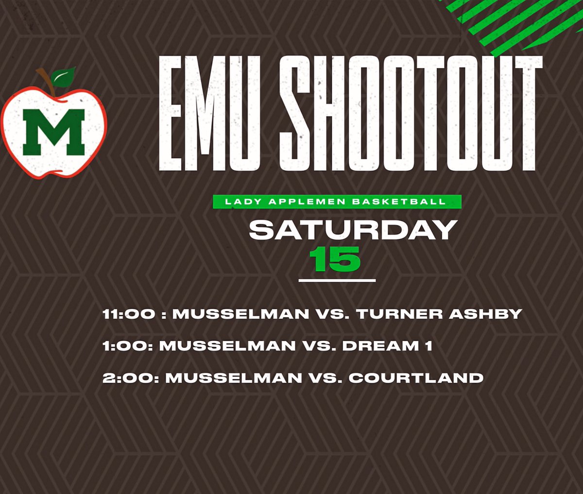 This Saturday your Lady Applemen are in action at EMU University‼️🏀🍎