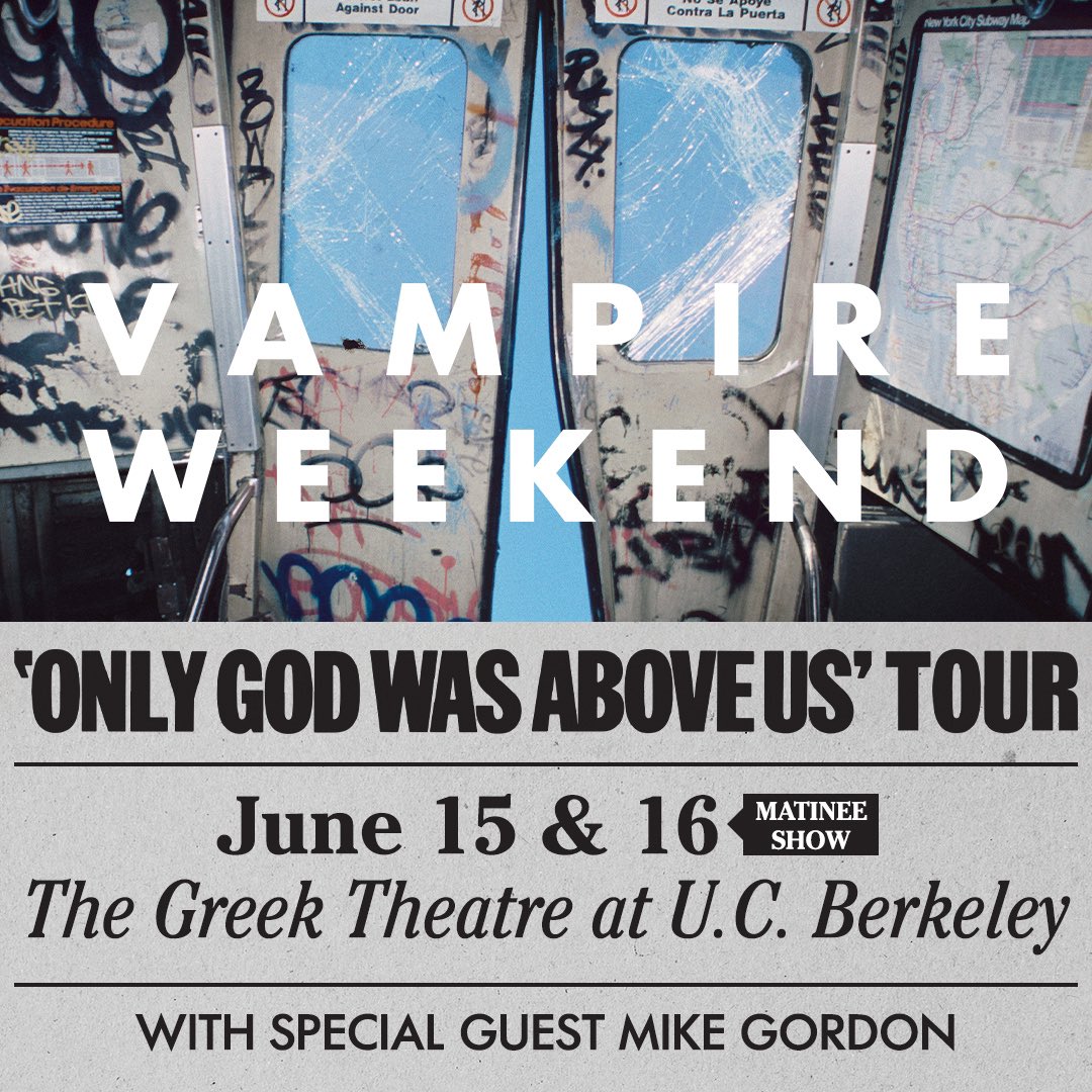 .<a href="/GreekBerkeley/">Greek Theatre at UC Berkeley</a> gets vampy with <a href="/vampireweekend/">Vampire Weekend</a>!

To enter to win a pair of tix for their SOLD OUT show on Saturday, June 15, follow us and repost this! Winner tomorrow 6/13.

Watch those DMs! Non-responses will be passed up. 

Tix on sale here: bit.ly/3VBQGFE
