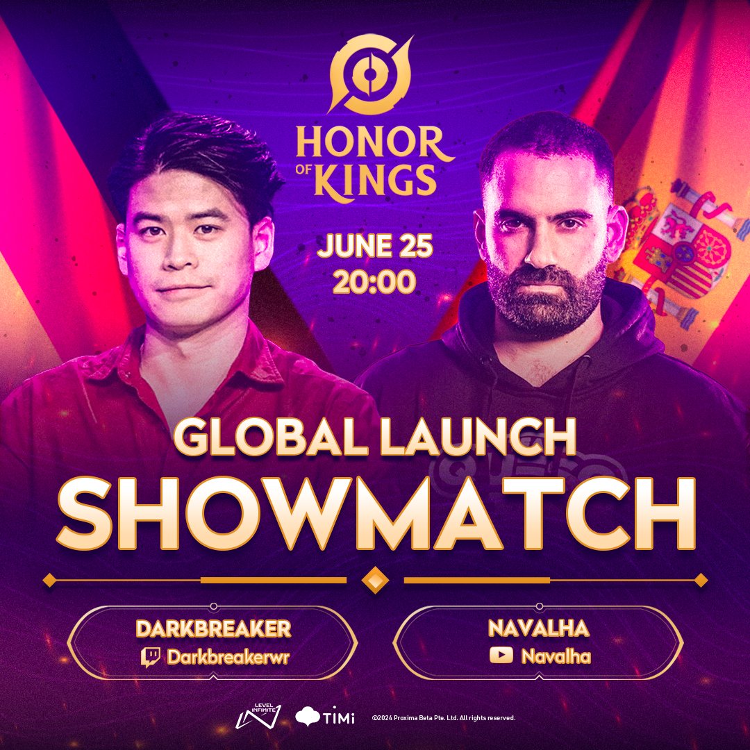 ¿No os trae recuerdos? 🥲

Gracias a mi gente de <a href="/HonorOfKings/">Honor of Kings</a>, el día 25 de Junio a las 20:00 vamos a participar en el showmatch del lanzamiento global.

🇪🇸 xNavalha vs <a href="/Darkbreaker95/">Darkbreaker</a> 🇩🇪

Podréis seguirlo en directo desde nuestros canales.