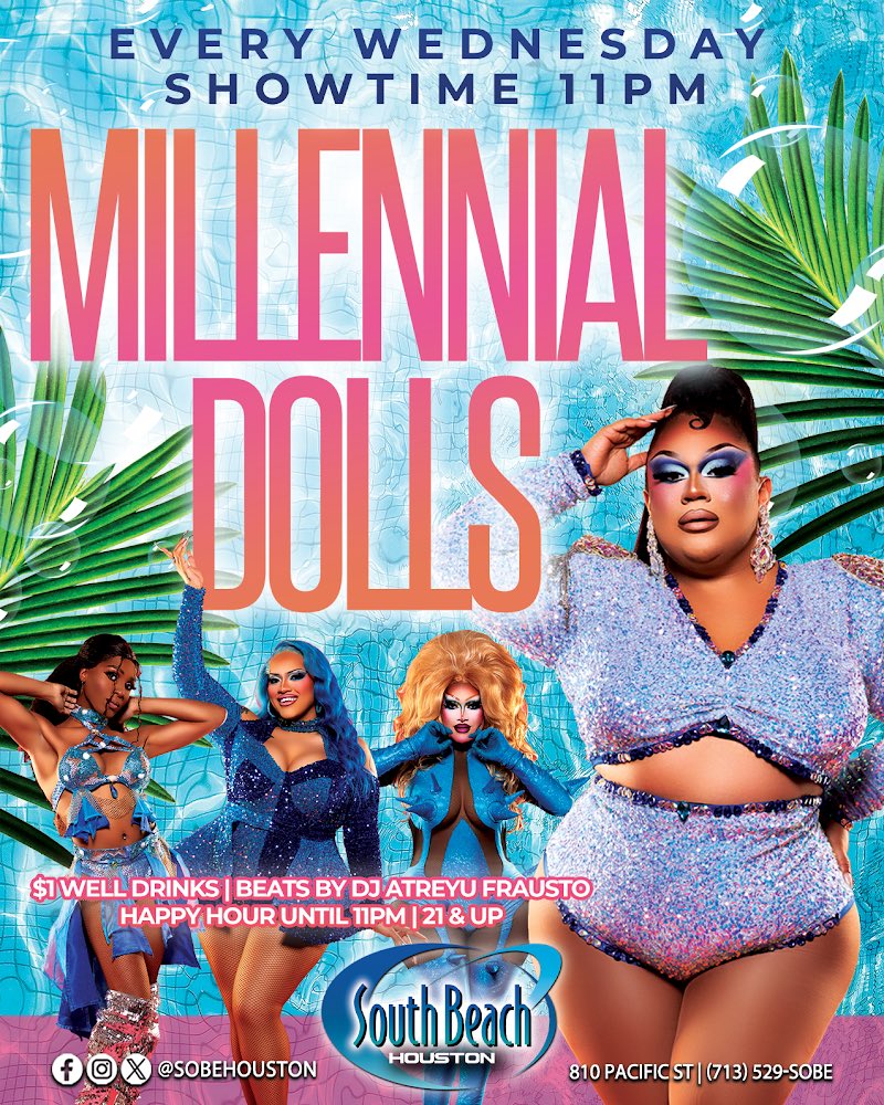 reignlarueross's tweet photo. VOTED HOUSTON’S FAVORITE DRAG SHOW! 🌟✨
Millennialdolls every Wednesday at South Beach Houston! Hosted by yours truly. $1 Well drinks! Yall know the tea! 😈✨ #HOUSTONDRAG #DRAGHOUSTON
Photographed by @closeyoureyesphoto 📸✨ https://t.co/tpLEDDNtUD