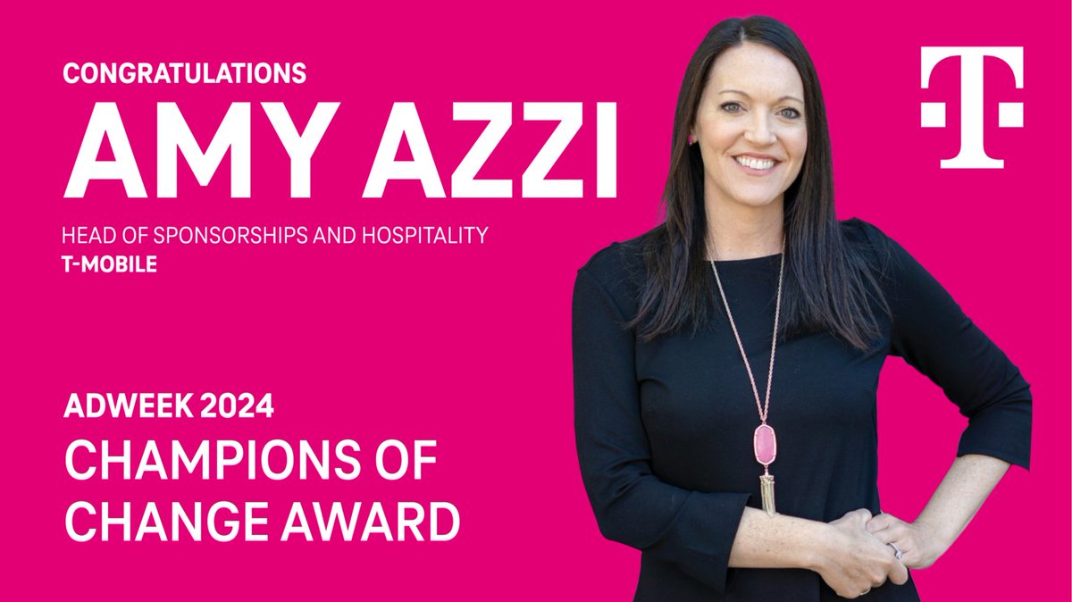 Congrats <a href="/AmyAzzi/">Amy Azzi</a> on being named one of <a href="/Adweek/">ADWEEK</a>'s Champions of Change for 2024: 22 Women Reshaping the Sports Landscape. adweek.it/3RooP9u

Amy's contribution to the sports industry and <a href="/TMobile/">T-Mobile</a> is truly remarkable. It's great to see her get the recognition she deserves