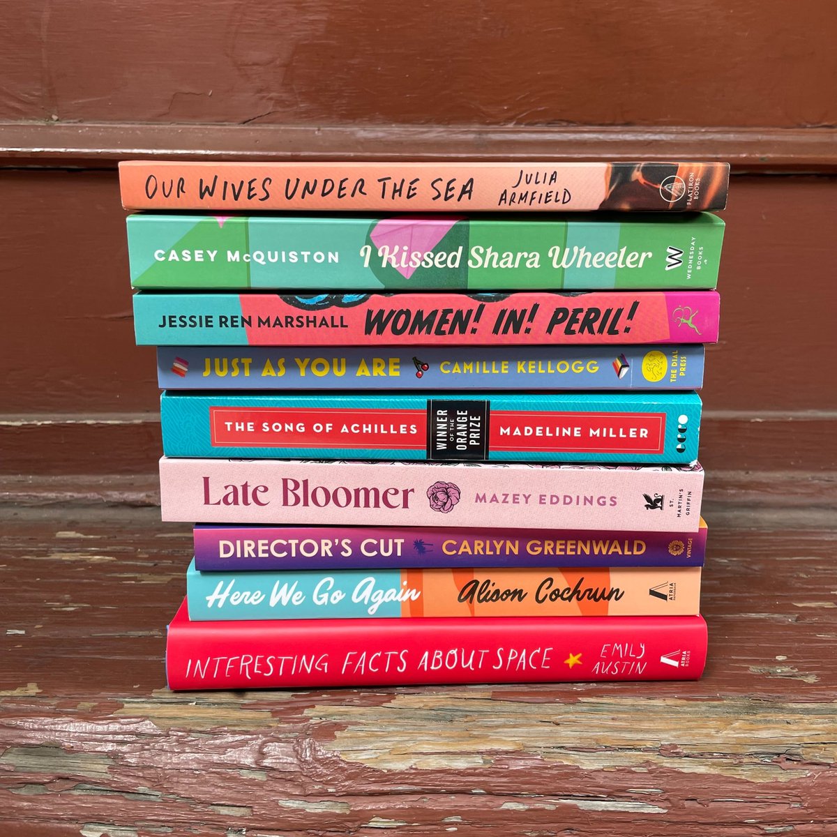 FountainBkstore's tweet photo. Juliaβs #Pride picks!! Mostly a collection of fun, fluffy romance (reflective of my year-round reading) with maybe a tearjerker or two! β€οΈππππ Not pictured: the picks that flew off the shelves before this photo opp #amreading #indiebookstore #shoplocalrva https://t.co/UTyDfr46Lm