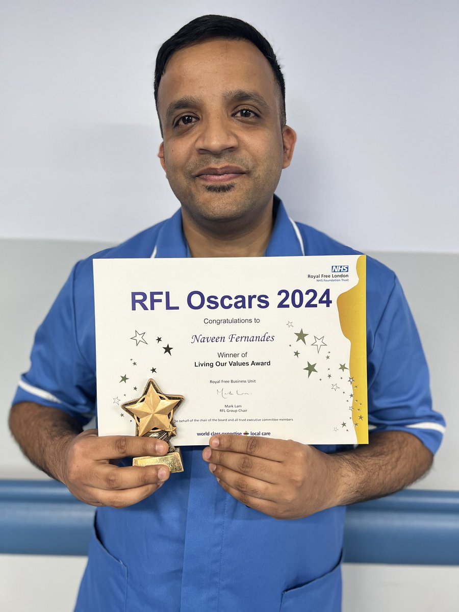 nursescorneruk1's tweet photo. Once again, we've done it! A huge congratulations to our amazing team, including the nominees and winner Naveen Fernandez and the runner-up 7 East team, for winning the prestigious Oscar 2024 award at the RFH site. Our team effort has truly shone through! #RFLOscars https://t.co/vufDiwelSX