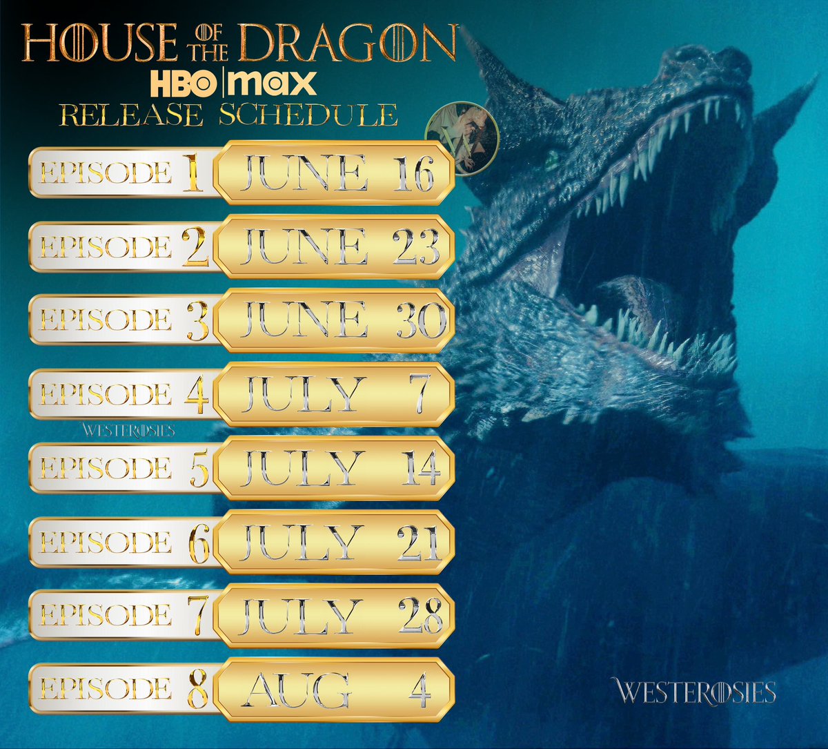 Episode release schedule for ‘HOUSE OF THE DRAGON’ Season 2 🐉

HBO Sundays are officially back! 🔥