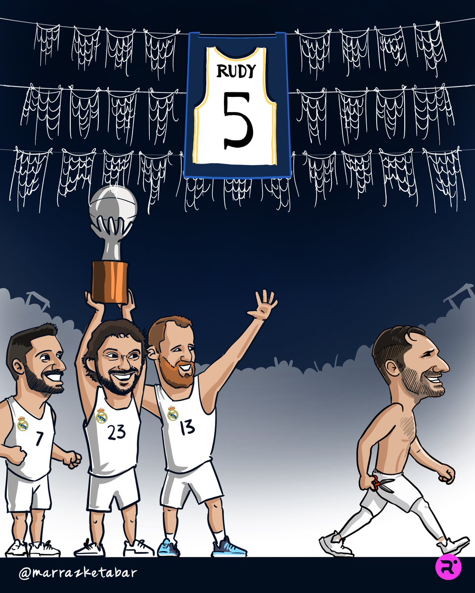 relevo's tweet photo. ❤️‍🩹 Va por ti, Rudy.

📌 El Real Madrid conquista la Liga Endesa en la despedida de Rudy Fernández. https://t.co/wnvhqyTAMk