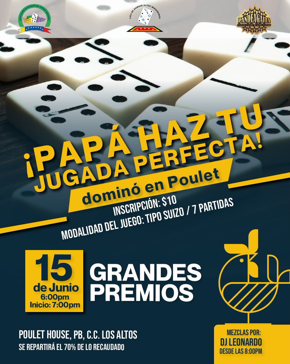 HousePoulet's tweet photo. ¡Hey Pouletlovers! Este 15 de junio sorprende a papá con un increíble juego de dominó 🤩🏆 Reserva tu lugar ahora y vive un día inolvidable junto a tu familia ✨

¡TE ESPERAMOS!

#diadelpadre #domino #padres #felizdiapapa #juegodedomino #poulet #altosmirandinos #losaltos https://t.co/POmUjoIIjy