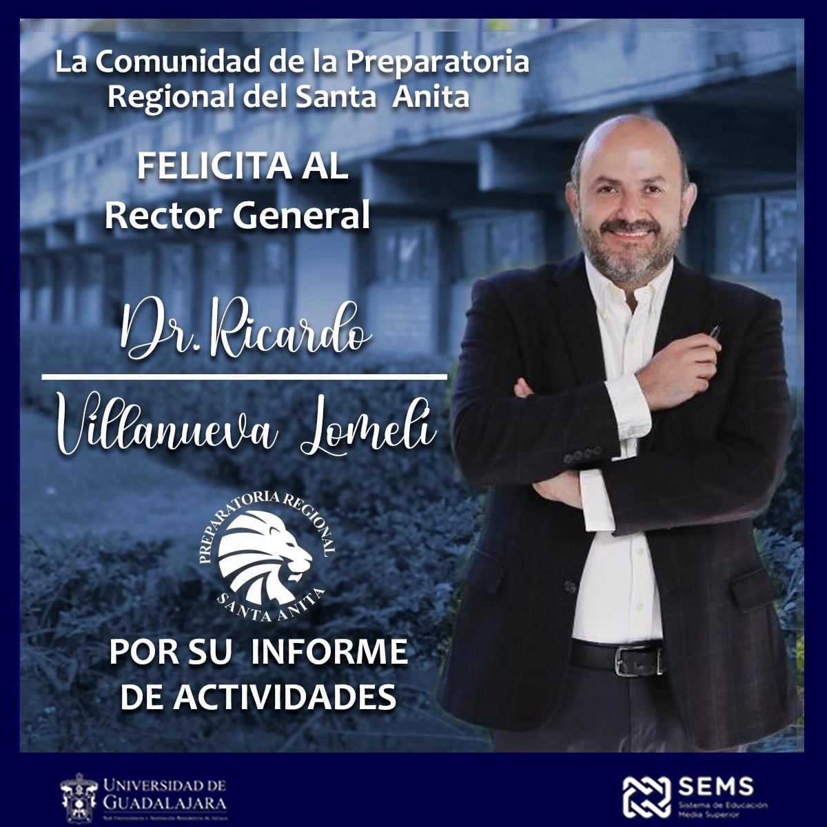 StaAnita_UdeG's tweet photo. Felicidades al Rector General de la @udg_oficial El Dr. @rvillanueval por este gran Informe de Actividades.

Sin lugar a dudas han sido 5 años de Pensar, Trabajar y Transformar en Grande a la UdeG https://t.co/qXuMqDecUK