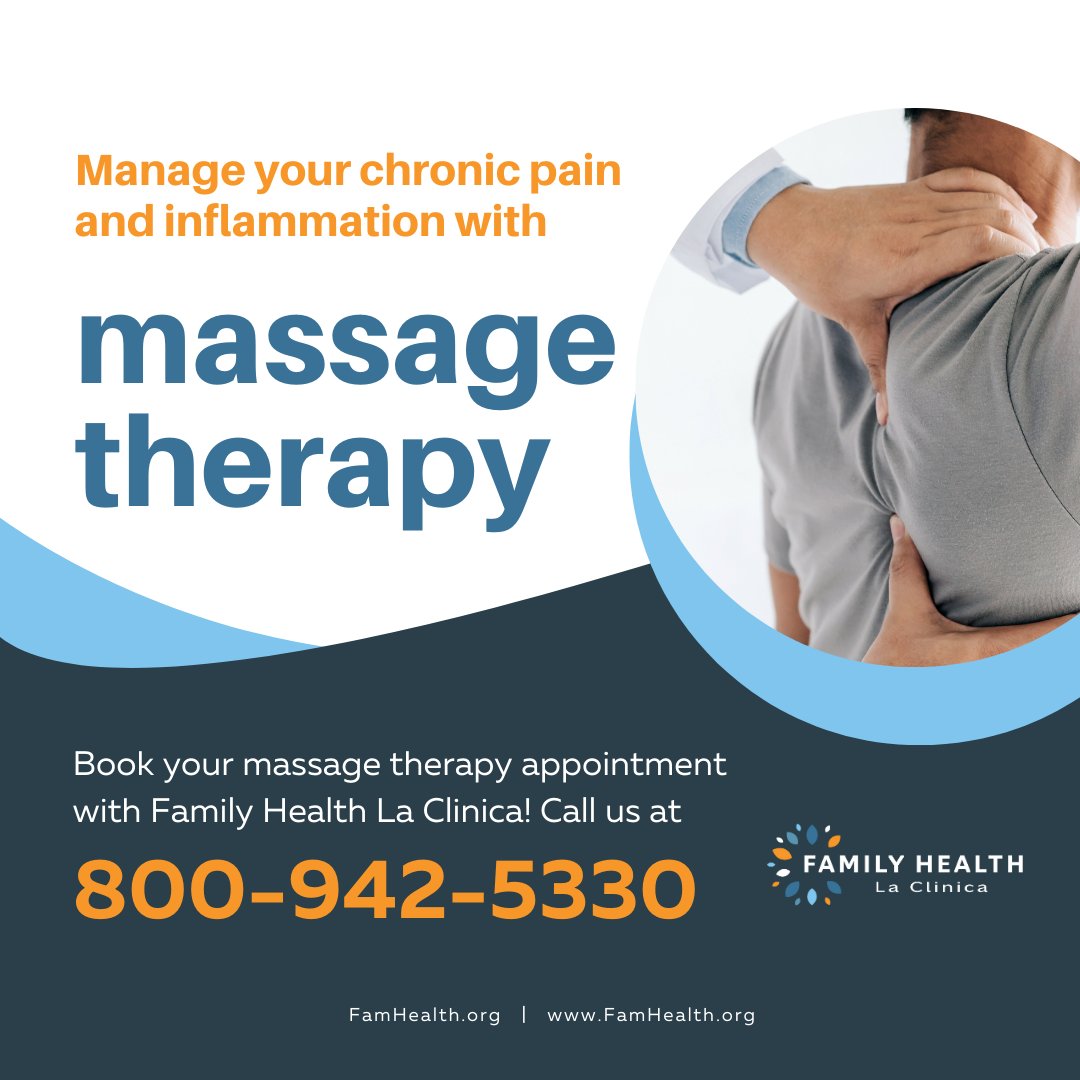Did you know that #massagetherapy can help you manage #chronicpain and #inflammation? It can also increase your energy levels and promote relaxation! Call 800-942-5330 to schedule your massage therapy appointment with FHLC!