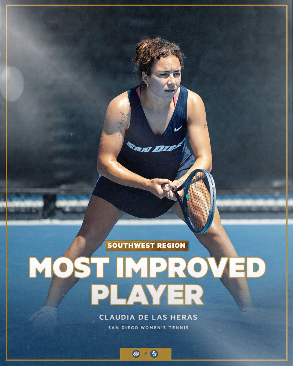 USDwtennis's tweet photo. The best is yet to come 🌟

Claudia De Las Heras has been selected as the @ITA_Tennis Southwest Region's Most Improved Player!

📰: https://t.co/xrudZ1QkTJ

#GoToreros https://t.co/JOEP2DsRbG