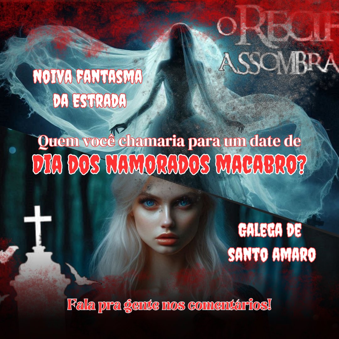 Rec_Assombrado's tweet photo. Você é time Noiva Fantasma da Estrada ou Galega de Santo Amaro, neste Dia dos Namorados Macabro? 

Conta pra gente! 

#ORecifeAssombrado #assombracao #diadosnamorados #terror #lenda https://t.co/gHYqs1Lmqz