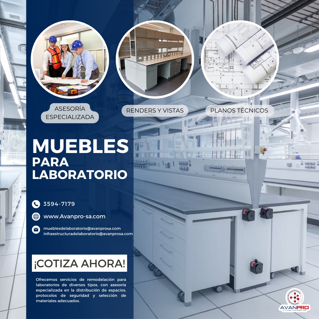 AvanproS's tweet photo. En AVANPRO realizamos estudios para desarrollos e instalaciones complejas de laboratorios, considerando de manera conjunta e integrada normativas, flujos de trabajo, procesos y equipamientos, para poderle brindar un laboratorio con los mejores criterios de calidad. https://t.co/RasrJEjr1Z
