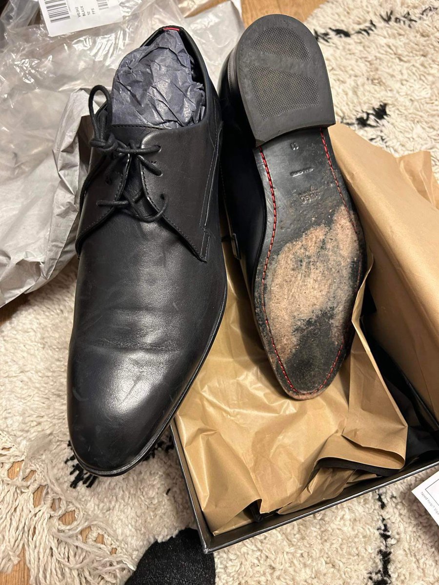 gemmaaaasmith's tweet photo. @verynetwork sent my finance wedding shoes in this state. Old,worn, wrong size &amp; shoes. How do you take shoes back in this state never mind resend it? We’ve had to order another pair now just hope they arrive in time.very this is appalling customer service #very https://t.co/9wOlEsqeyi